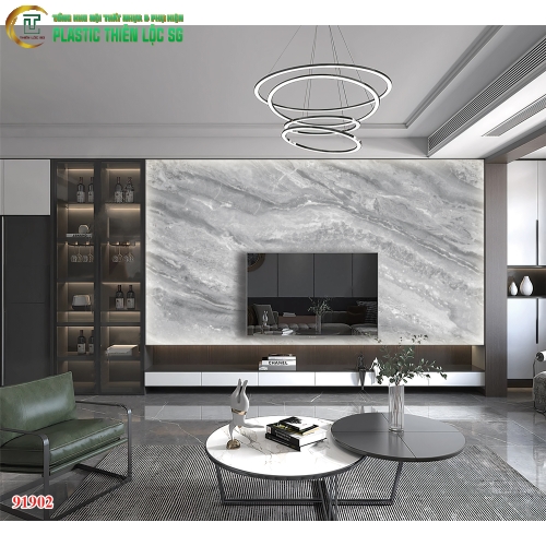 Tranh Vân Đá Ceramic Vách Tivi Vân Đá Xám Ghi