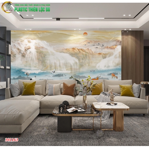 Tranh PVC Vân Đá Ceramic Vách Sofa Trừu Tượng Hiện Đại