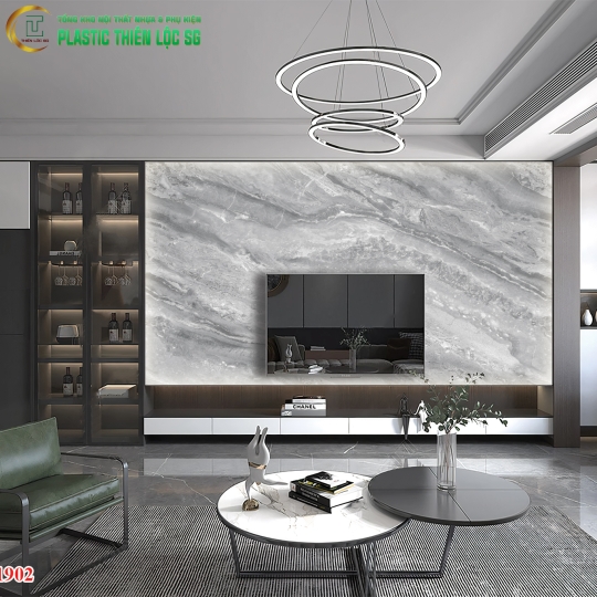 Tranh Vân Đá Ceramic Vách Tivi Vân Đá Xám Ghi