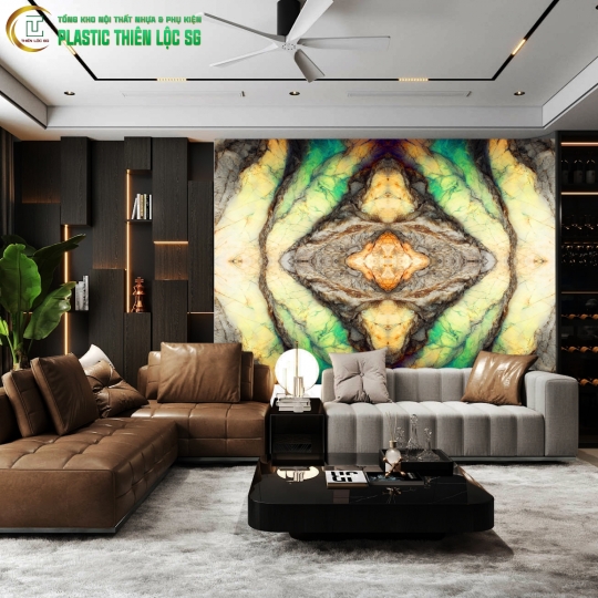 Tranh PVC Vân Đá Ceramic Vân Đá Giả Xuyên Sáng Sofa