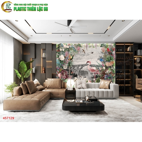 Tranh PVC Vân Đá Ceramic Vách Sofa Tranh Hoa 8D