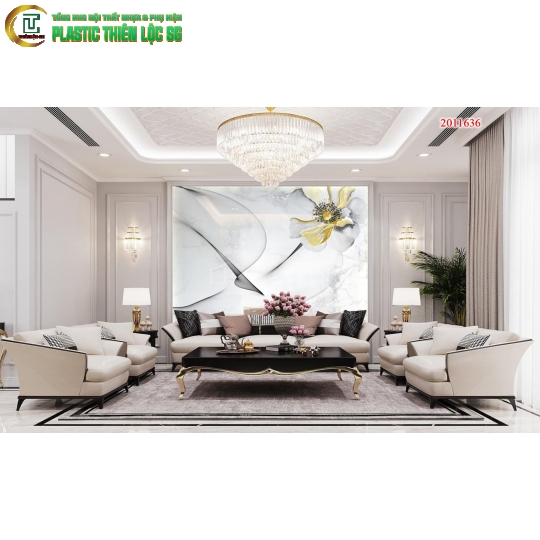 Tranh PVC Vân Đá Ceramic Vách Sofa Tranh Hoa 8D