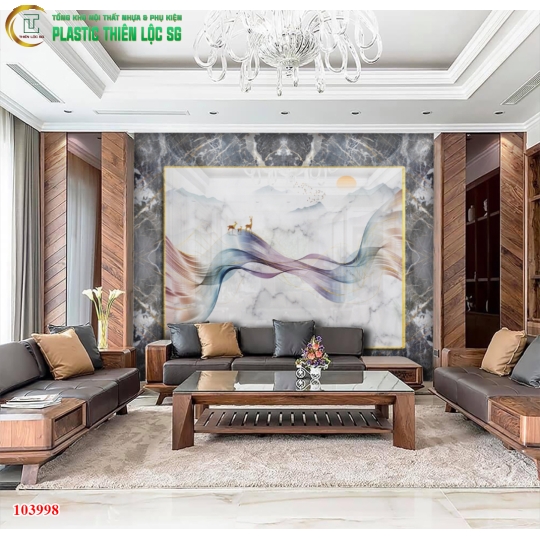 Tranh PVC Vân Đá Ceramic Vách Sofa Trừu Tượng Hiện Đại
