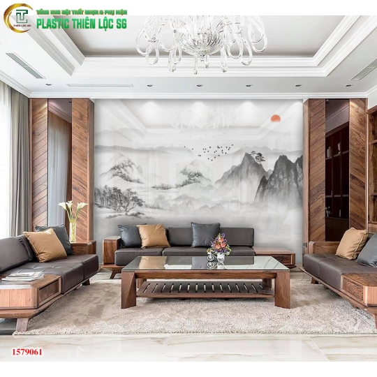 Tranh PVC Vân Đá Ceramic Vách Sofa Trừu Tượng Hiện Đại