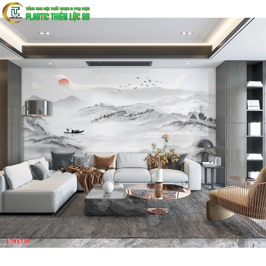 Tranh PVC Vân Đá Ceramic Vách Sofa Trừu Tượng Hiện Đại