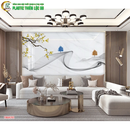 Tranh PVC Vân Đá Ceramic Vách Sofa Trừu Tượng Hiện Đại