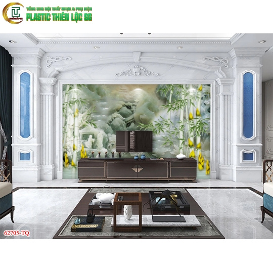 Tranh Vân Đá Ceramic Vách Tivi Tranh Hoa 8D