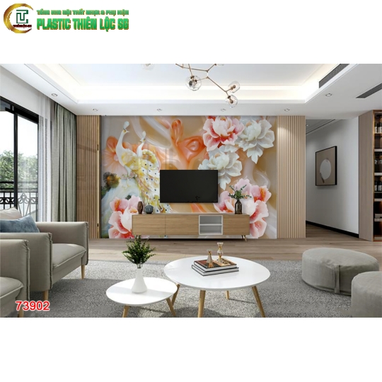 Tranh Vân Đá Ceramic Vách Tivi Tranh Hoa 8D
