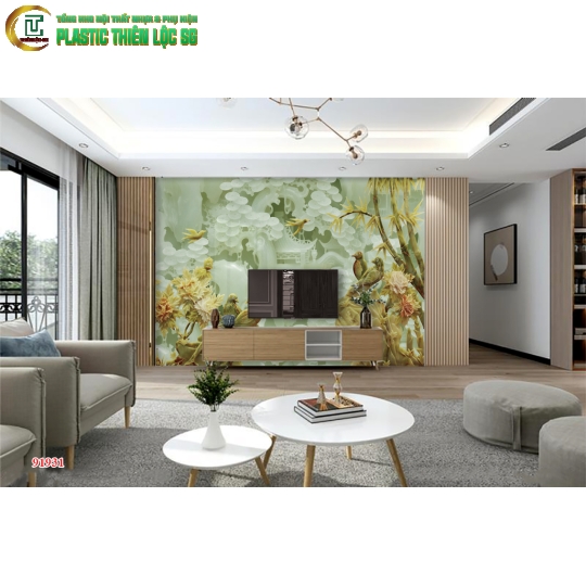 Tranh Vân Đá Ceramic Vách Tivi Tranh Hoa 8D