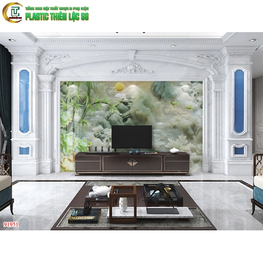 Tranh Vân Đá Ceramic Vách Tivi Tranh Hoa 8D