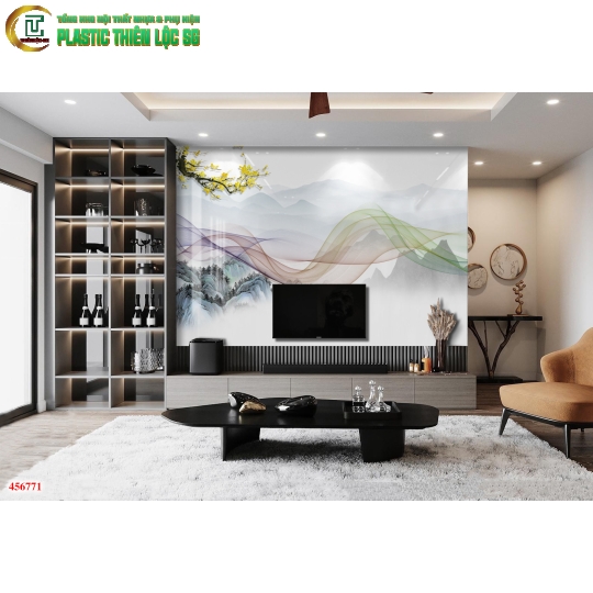 Tranh Vân Đá Ceramic Vách Tivi Tranh Trừu Tượng Hiện Đại