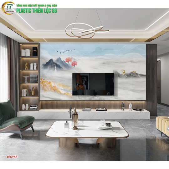 Tranh Vân Đá Ceramic Vách Tivi Tranh Trừu Tượng Hiện Đại