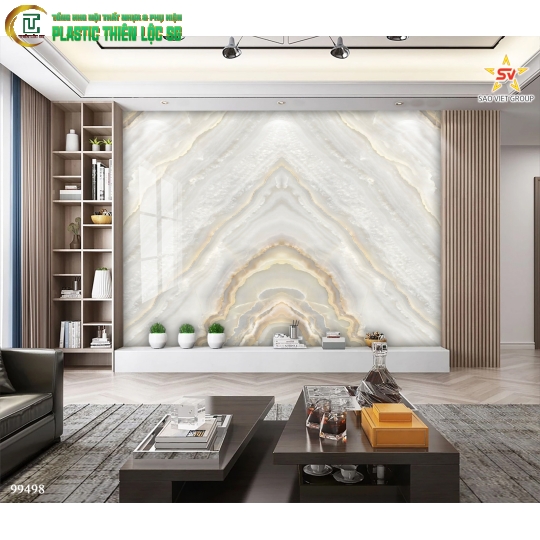 Tranh Vân Đá Ceramic Vách Tivi Vân Đá Đối Xứng
