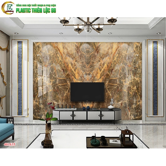 Tranh Vân Đá Ceramic Vách Tivi Vân Đá Đối Xứng