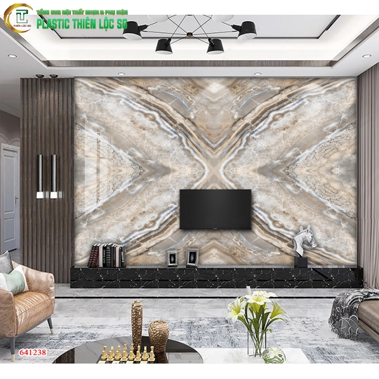Tranh Vân Đá Ceramic Vách Tivi Vân Đá Đối Xứng