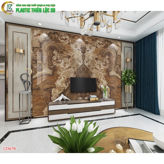 Tranh Vân Đá Ceramic Vách Tivi Vân Đá Đối Xứng