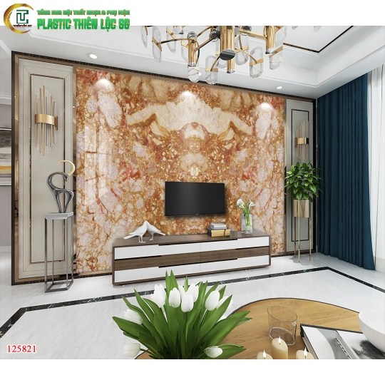 Tranh Vân Đá Ceramic Vách Tivi Vân Đá Đối Xứng
