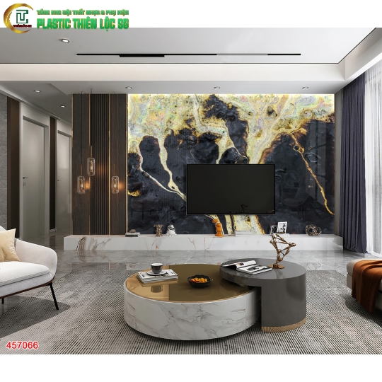 Tranh Vân Đá Ceramic Vách Tivi Vân Đá Đen
