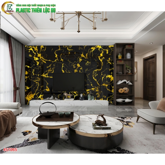 Tranh Vân Đá Ceramic Vách Tivi Vân Đá Đen