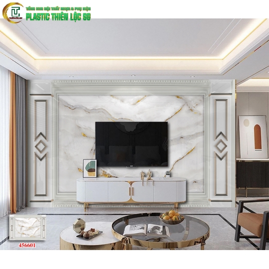 Tranh Vân Đá Ceramic Vách Tivi Vân Đá Nâu Vàng