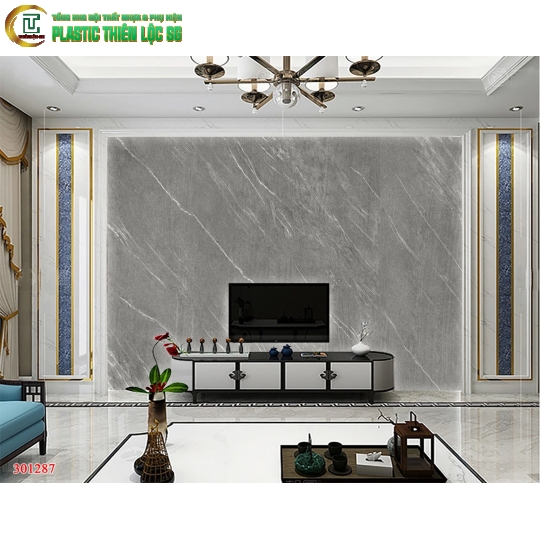 Tranh Vân Đá Ceramic Vách Tivi Vân Đá Xám Ghi