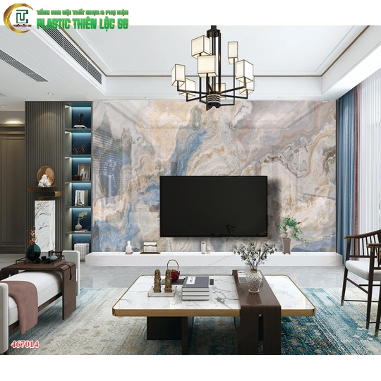 Tranh Vân Đá Ceramic Vách Tivi Vân Đá Xanh