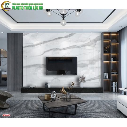 Tranh Vân Đá Ceramic Vách Tivi Vân Đá Vân Đen Trắng Vân Mây