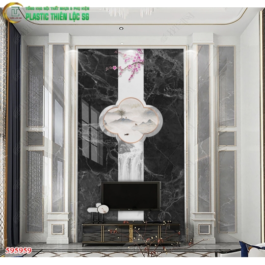 Tranh PVC Vân Đá Ceramic Vân Đá Dọc Trừu Tượng Hiện Đại