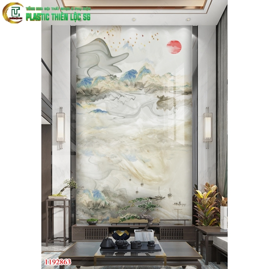 Tranh PVC Vân Đá Ceramic Vân Đá Dọc Trừu Tượng Hiện Đại