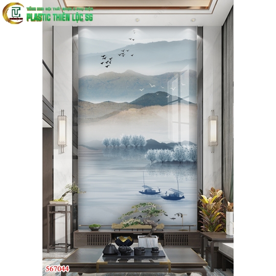 Tranh PVC Vân Đá Ceramic Vân Đá Dọc Trừu Tượng Hiện Đại
