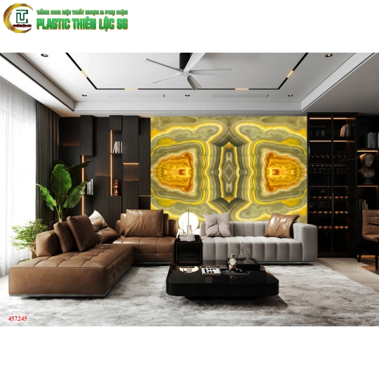 Tranh PVC Vân Đá Ceramic Vân Đá Giả Xuyên Sáng Sofa
