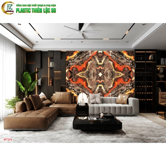 Tranh PVC Vân Đá Ceramic Vân Đá Giả Xuyên Sáng Sofa
