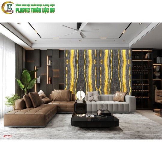 Tranh PVC Vân Đá Ceramic Vân Đá Giả Xuyên Sáng Sofa