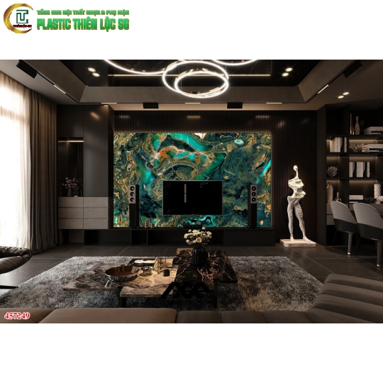 Tranh PVC Vân Đá Ceramic Vân Đá Giả Xuyên Sáng Tivi