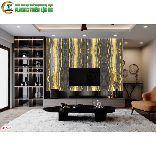Tranh PVC Vân Đá Ceramic Vân Đá Giả Xuyên Sáng Tivi