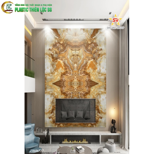 Tranh PVC Vân Đá Ceramic Vân Đá Họa Tiết Dọc